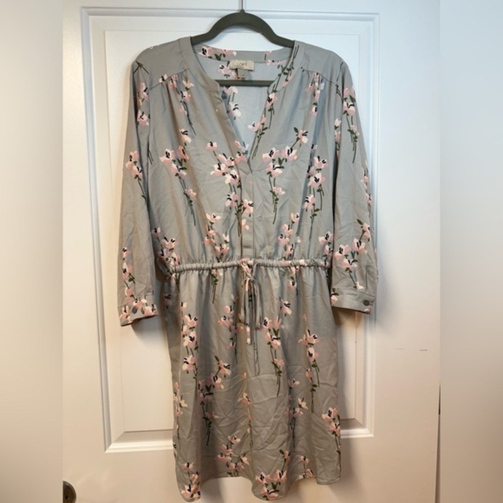 The Loft Light Grey Long Sleeve Dress Size- M